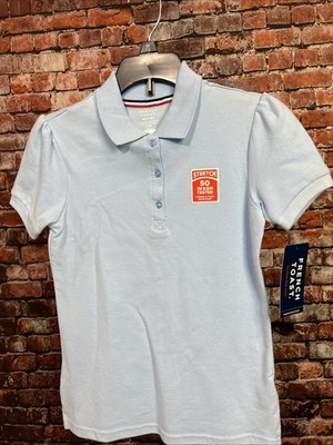 French Toast Girls 7/8 Baby Blue Polo Shirt NWT School Uniform 97% Cotton