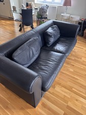 Navy Italian Leather Sofa Set 3/4 Seater And A 2 Seater.