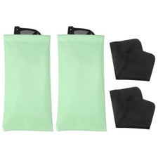 Squeeze Top Sunglass Pouch, 2Pcs Soft Eyeglass Pouch, Fresh Green