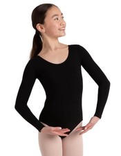 Capezio Girls Black Classic Long Sleeve Leotard - Dance - Size Large New