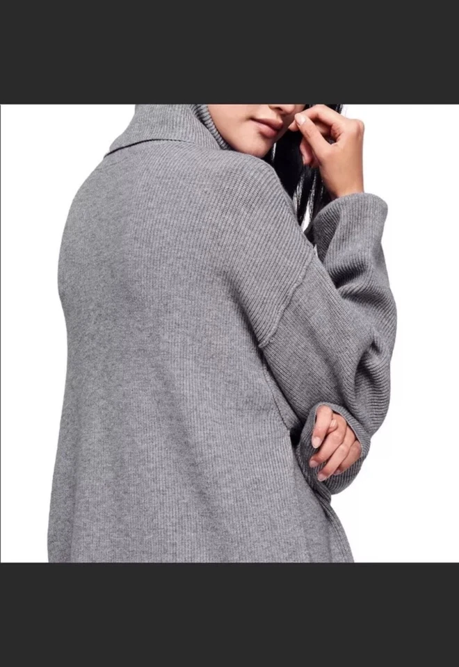 Suéter túnica cuello alto Free People talla L acogedor cuadrado gris de gran tamaño Foto 3 de 4