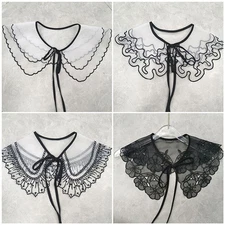 Women Double Layered Fake Collar Vintage Peter Pan Doll Collar Neck Scarf Shawl