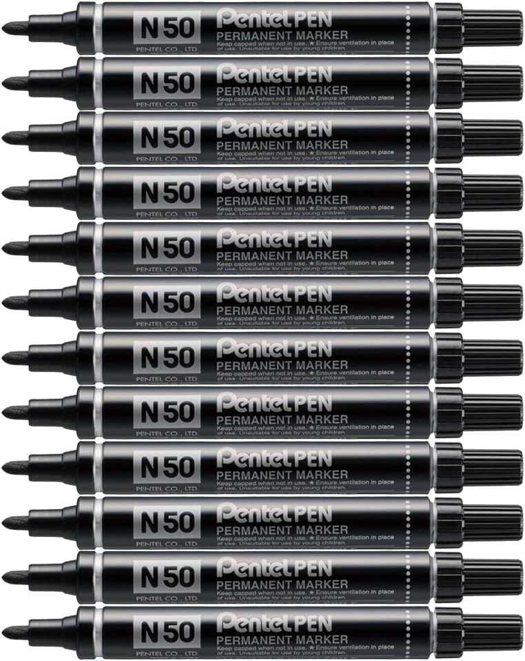 MARKER PENTEL N50 PENNARELLO MARCATORE PROFESSIONALE PENTEL PEN N50 NERO 12 Pz