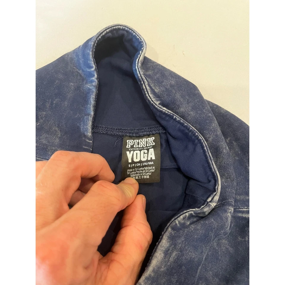 ROSA Victoria's Secret Yoga Leggings Azul Envejecido Lavado Cintura Alta Pequeños Foto 4 de 4