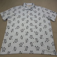 Puma Tournament Edition Polo Shirt Mens 2XL Blue Turtle Golf Print Performance