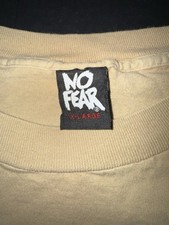 Vintage No Fear T-Shirt Men's XL USA Made Single Stitch Tan Skate Surfwear 90s