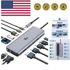 Laptop Docking Station 4 Monitors, Dual HDMI 8K DP VGA, 10Gbps, 100W PD, 6 US...