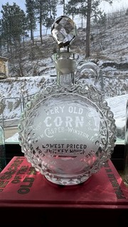 Old Corn Casper Whiskey Backbar Decanter Winston N.C. Fancy Glass! 1890’s