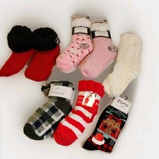 Christmas Slipper Socks Lot 6 Pairs Cozy Sherpa Fuzzy Gift Set Womens Holiday
