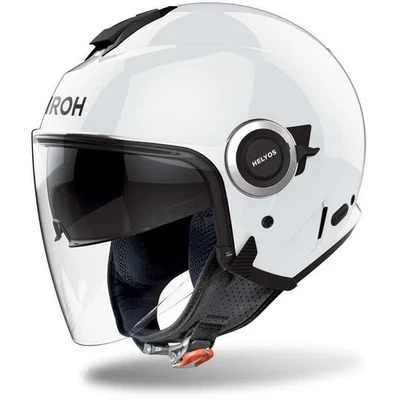 Casque Moto Jet Airoh HELYOS Blanc Brillant Custom Set Double Visière Métallisé - Photo 1/4