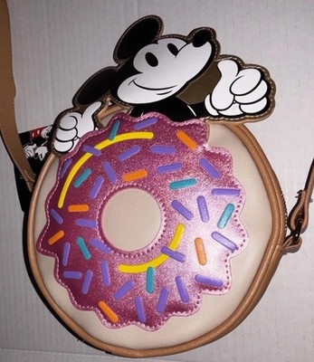 DISNEY Bioworld MICKEY MOUSE Sprinkle Donut Crossbody Bag Purse,  NWT