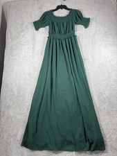 Baltic Born Dress Womens Small Green Harper Maxi Smocked Sleeve Boho Cottagecore