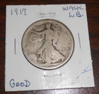 1917  50C WALKING LIBERTY - GOOD