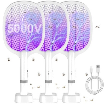 Elektrischer Fliegenfänger 5000 V Fliegenklatsche USB-C wiederaufladbar UV Li...