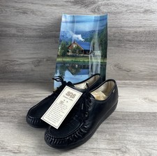 SAS WOMEN'S LACE UP MOCCASIN, BLACK, USA MADE, SZ 10.5, NOS