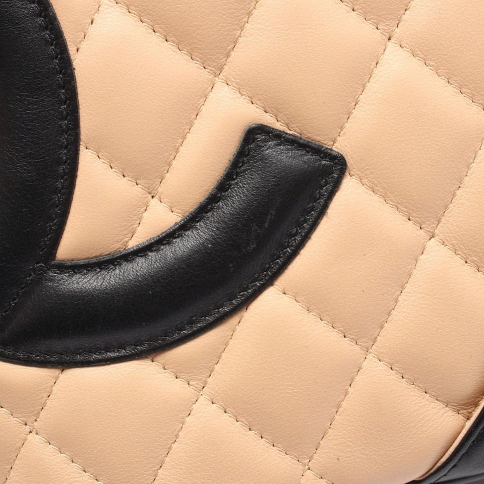 Smoll Line CHANEL Cambon Line Small Tote Handbag leather Beige Black SHW Used ...