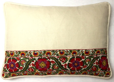 Anke Drechsel Cushion Haute Couture Floral Crem Tussah Silk Embroidery  Kissen