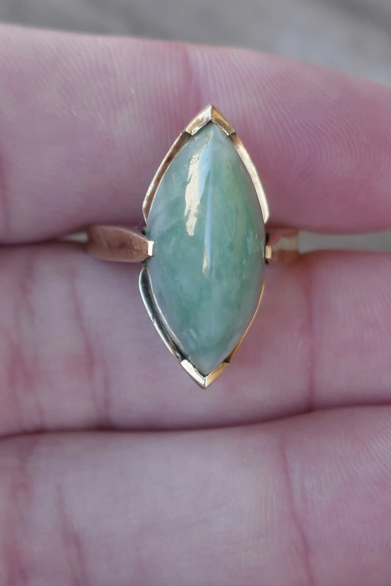 Vintage Siffari 10kt Yellow Gold Aventurine Ring Size 6 6.2