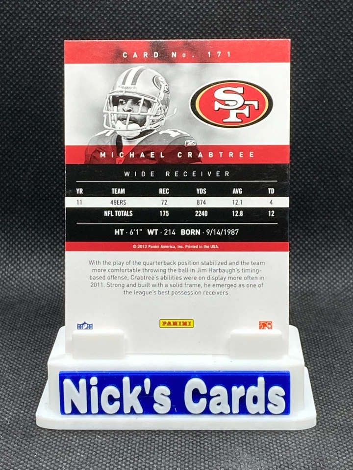 2012 Panini Prestige #171 Michael Crabtree San Francisco 49ers - Image 2 of 2