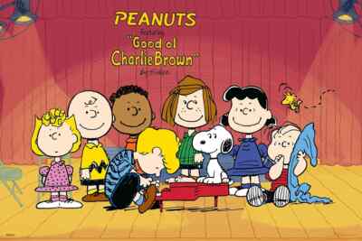 CHARLIE BROWN PEANUTS PIANO 24x36 CARTOON CLASSIC ICON SNOOPY