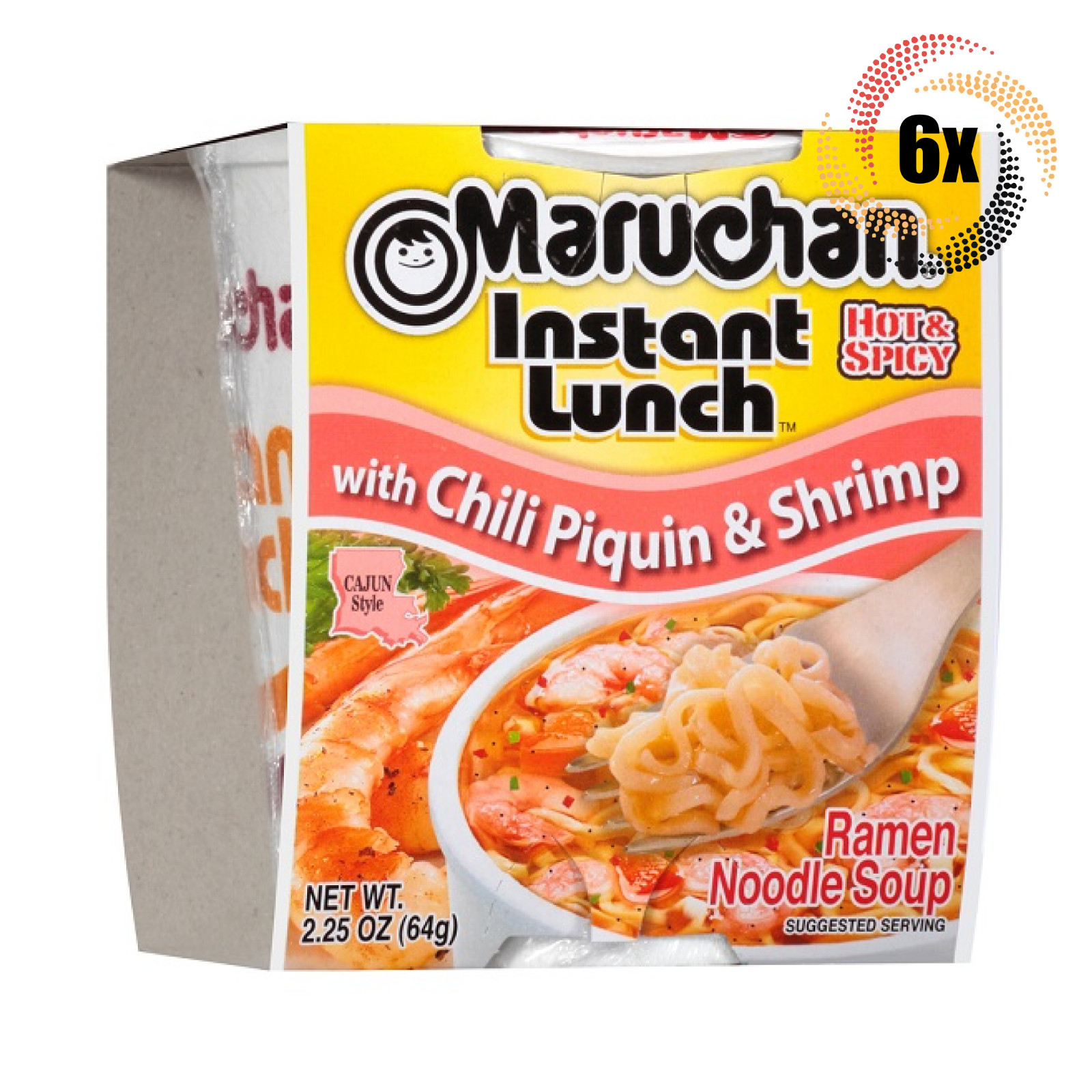 6 чашек Раменской лапши быстрого приготовления Maruchan со вкусом чили и креветок 225 унции 4190₽
