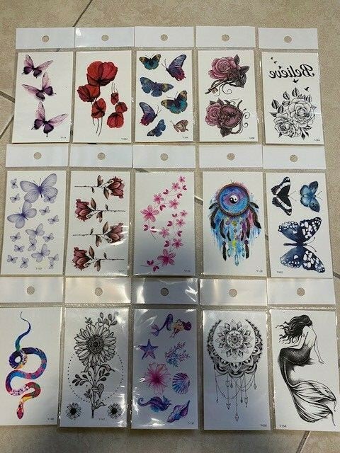 15 Sheets Flowers Butterfly Waterproof Body Temporary Tattoos Stickers US
