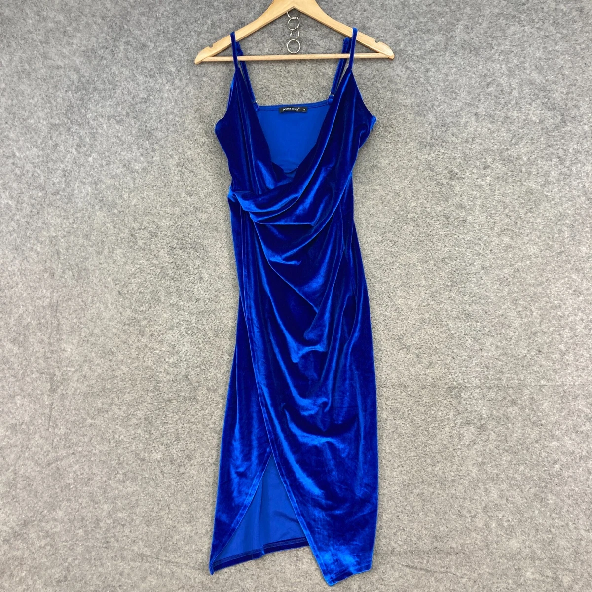Double Crazy Dress Womens M Medium Blue Velvet Velour Sleeveless