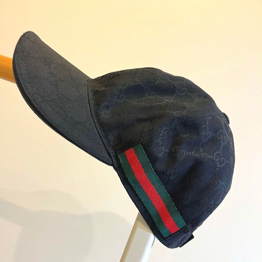 GUCCI Sherry Line GG Logo Pattern Canvas Baseball Cap Hat Men Size