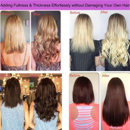 Russian Long Thick Double Weft Clip In Real Human Hair Extensions Full Head 170g - Picture 7 of 57