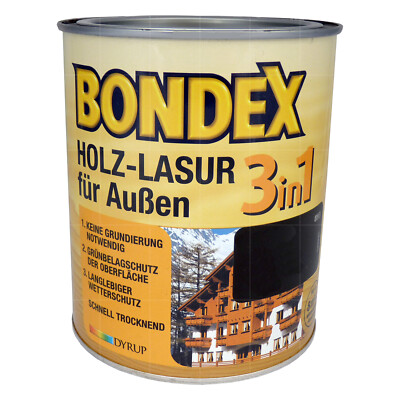 BONDEX 3in1 Holzlasur für aussen 4 Liter Holzlschutzlasur Holzschutz FARBWAHL