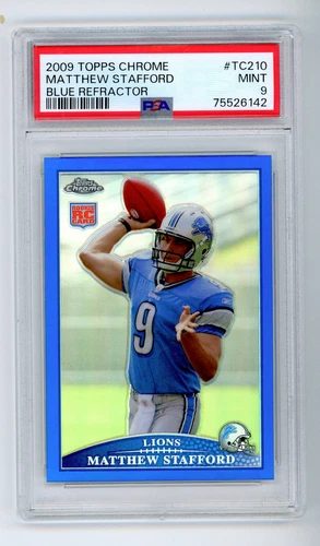 2009 Topps Chrome #TC210 Matthew Stafford Blue Refractor Rookie PSA 9 Mint