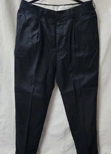 Wilke Rodriguez Men's Pleated Front Cotton Trouser Pants, Black, 32R