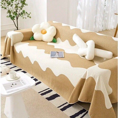 Chenille Sofa Towel Universal Double-side Lines Sofa Cover Throw Blanket Towel - Zdjęcie 4 z 18