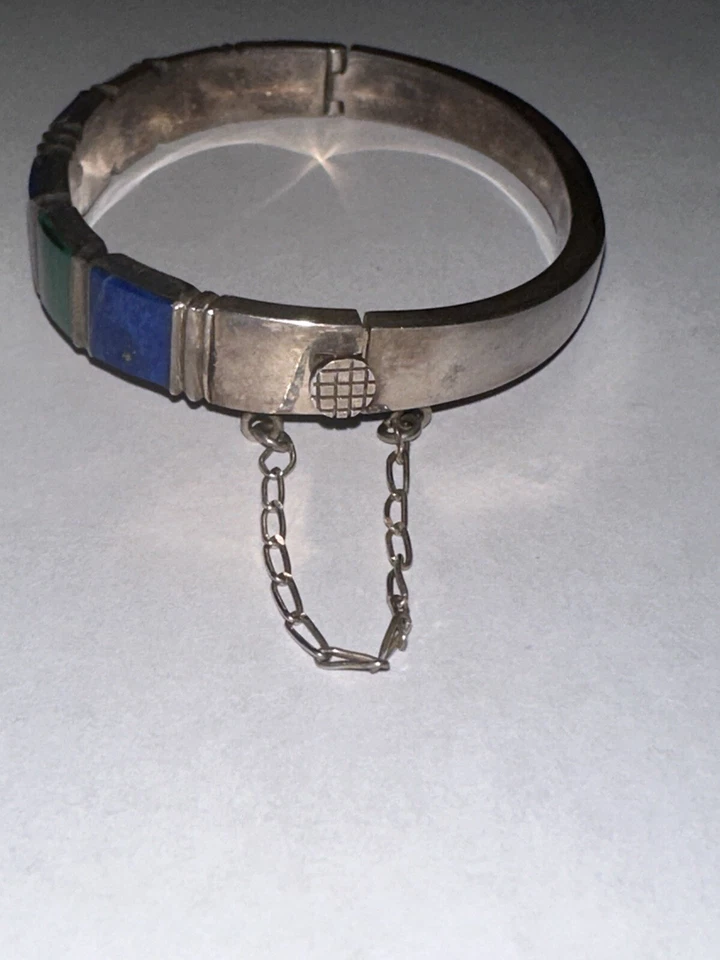 Piedra cuadrada de malaquita y sodalita, brazalete, SS 925 Foto 2 de 4