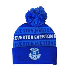 Everton FC Official Text Repeat Junior Bobble Hat Royal EFC Gift