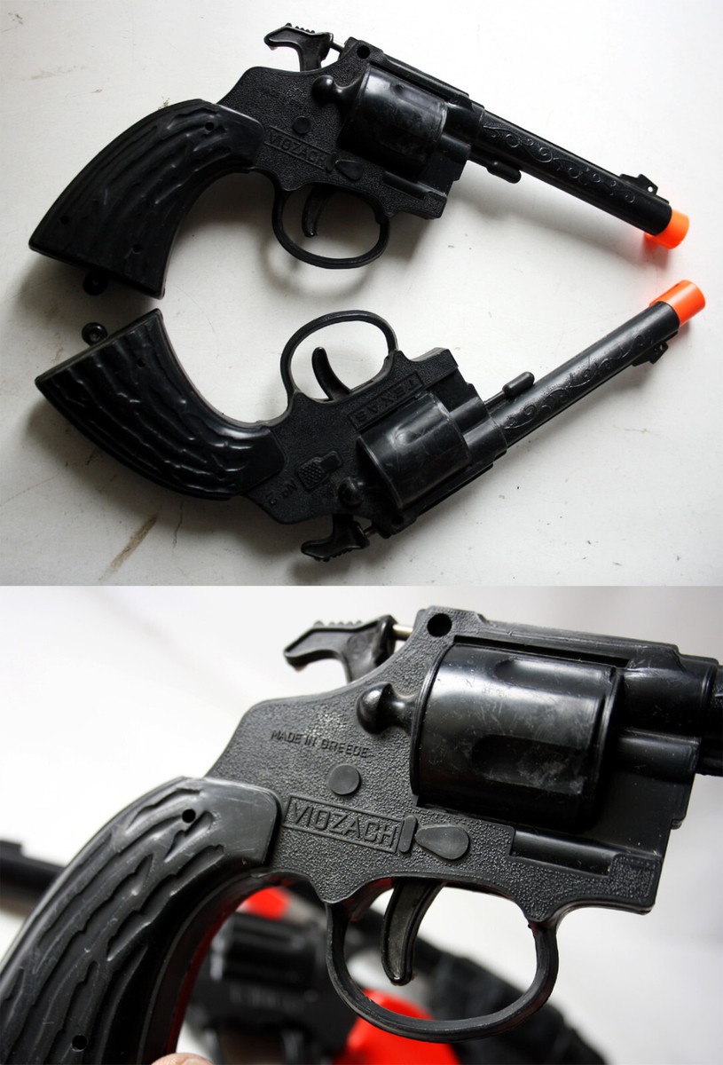2X VINTAGE 70'S VIOZACH COLT COWBOY TEXAS GREEK PLASTIC TOY GUN