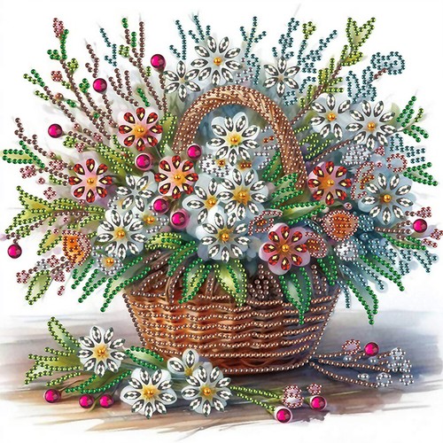 5D DIY Partial Special Shaped Drill Diamond Painting Flower Basket Decor 30x30cm - Afbeelding 5 van 24