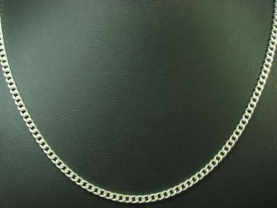 Collana maglia grumetta piatta da 5 mm placcata oro bianco in argento 925 (50 cm