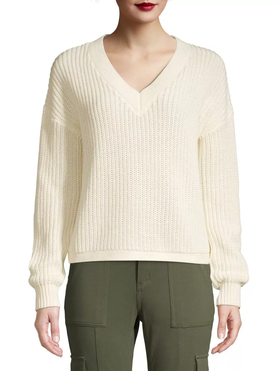 V neck shaker clearance sweater