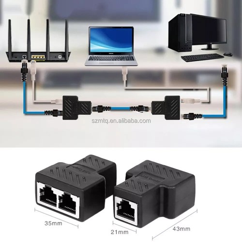 RJ45 Adapter Splitter Verteiler 8P8C Ethernet LAN Netzwerkkabel Kabel CAT5 CAT6 - Bild 3 von 10