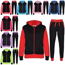 Kids Boys Girls Tracksuit Fleece Hooded Hoodie Bottom Jogging Suit Jogger 2-13Yr
