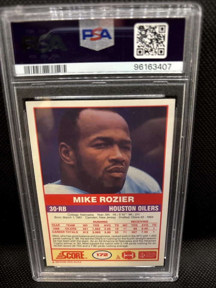 🔥1989 Score #172 Mike Rozier PSA 8 Near MINT NFL Houston Oilers Nebraska U - Image 2 of 2