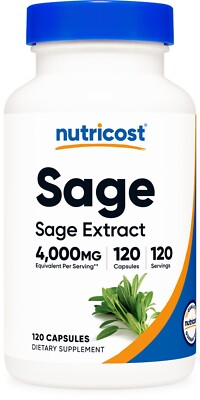Nutricost Sage Extract (4,000mg Equivalent) 120 Capsules - Vegan, GMO-Free