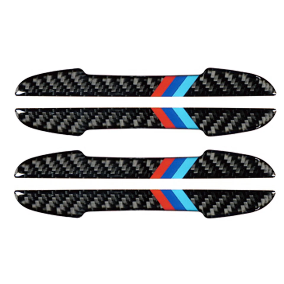 Calcomanía adhesiva de protectores de bordes de puertas laterales estilo fibra de carbono M Sport para automóvil europeo Foto 4 de 4