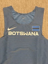 Sz Medium Men - Nike Pro Elite BOTSWANA Olympics Made in USA Blue Run Sprint Top