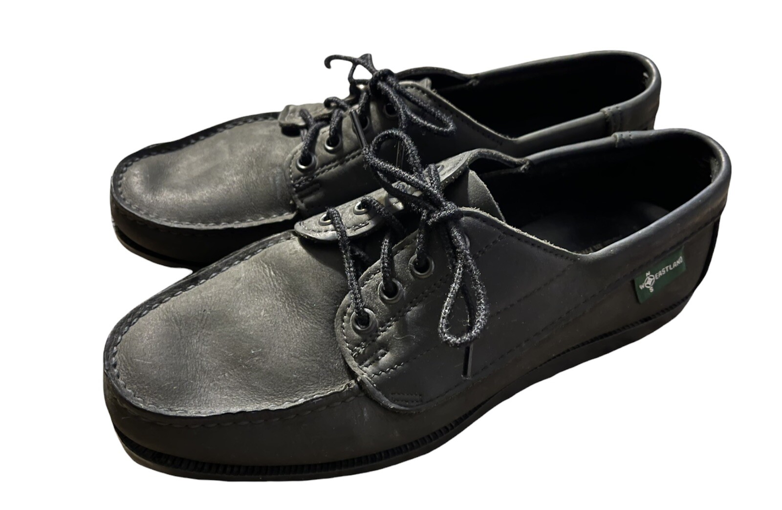 Vintage Eastland Leather All Black Boat Dock Shoes Me… Gem