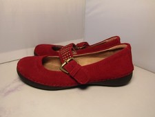 Vionic w/ Orthaheel Womens 6 Cloud Goleta Merlot Wine Suede Mary Jane Strap Shoe