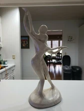 Vintage Modernist LOVERS Couple Sculpture JARU California Abstract Statue 26”