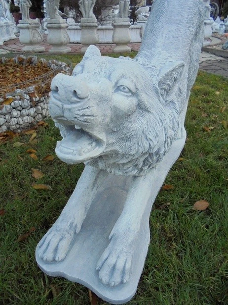 Steinfigur "Wolf " H.60 cm Steinguss, 100 cm Lang Statue, Tierfigur, Gartenfigur - Bild 3 von 4