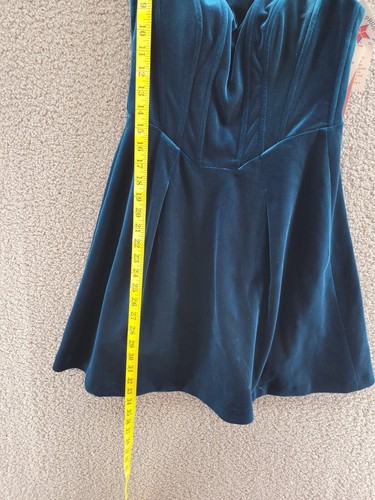 AQUA Strapless Velvet Mini Dress Women's 8 Blue Scoop Neck Back Zip Closure - Picture 7 of 15
